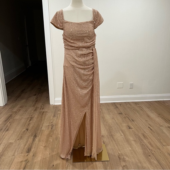 FAERIESTY Embellishment: Rose Gold Sequin Evening Dress - Picture 3 of 16